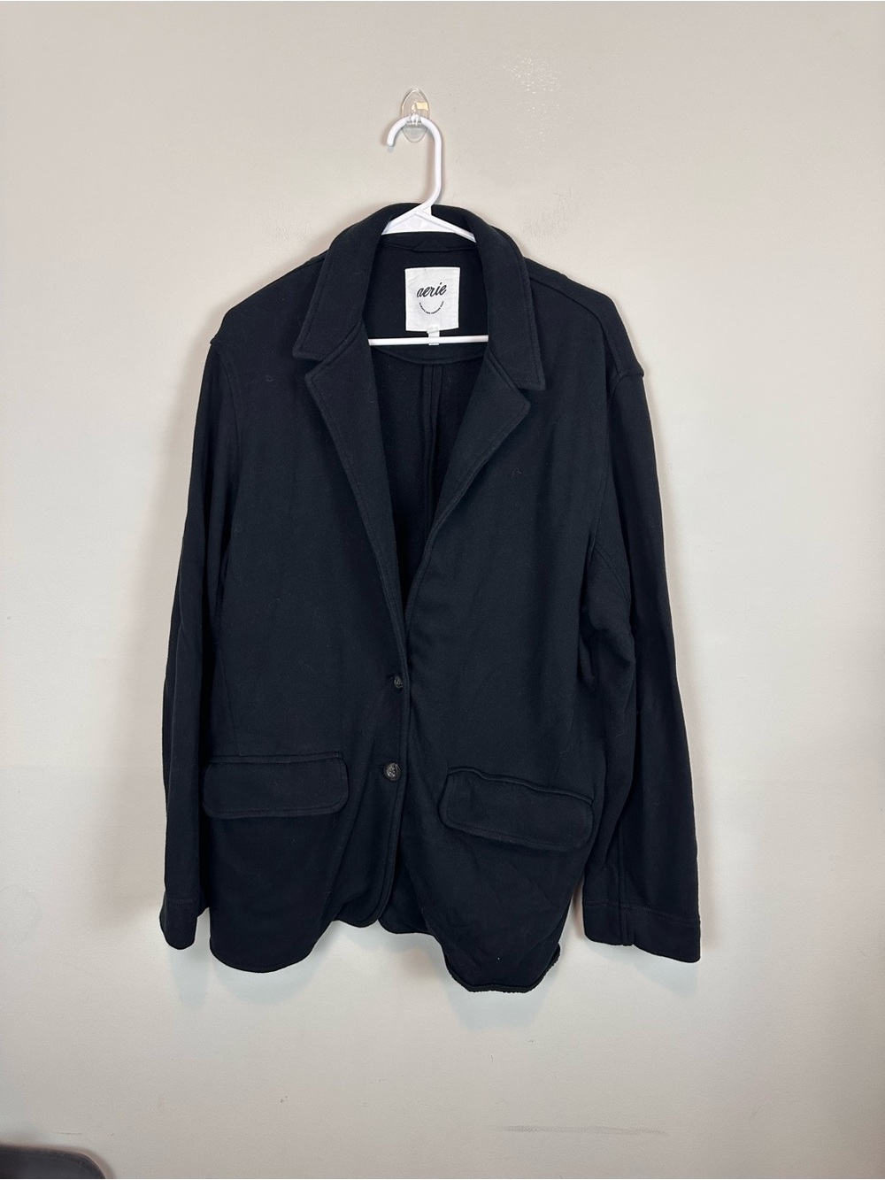 Aerie Fleece Blazer Black Oversized Jacket Women’s Large - Picture 2 of 9